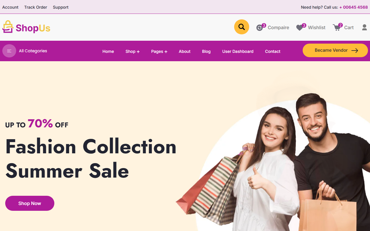 Shopus website preview